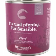 Pferd NICHT BIO mit Süsskartoffel Zucchini und Leinöl 800g Hund Nassfutter Herrmann